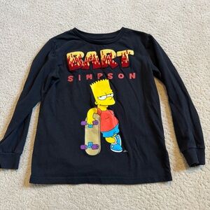 Bart Simpson Kids Skateboard Long Sleeve Tee - Black